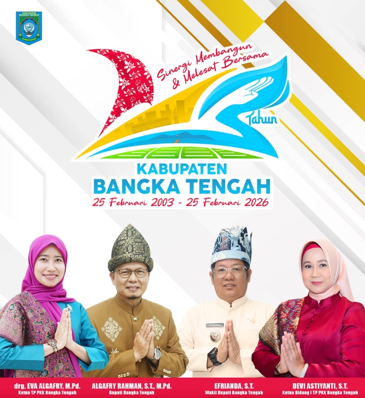 Ucapan HUT Bangka Tengah dari Bupati dan Wakil Bupati Bangka Tengah beserta istri pada HUT Bangka Tengah ke -23