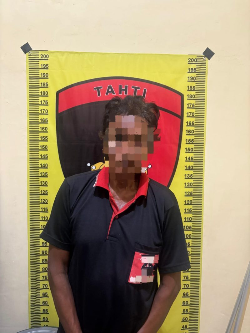 Caption: Kakek S (76) warga desa Kurau Pelaku terduga Persetubuhan terhadap anak yang diamankan Polres Bangka Tengah