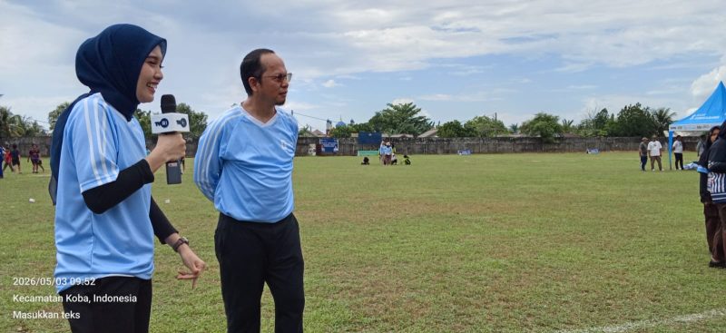 Caption: Bupati Bangka T engah, Algafry Rahman usai Broadcast di acara TVRI Sport, Foto: Renaldi