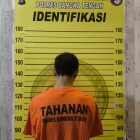 Caption: Rengki Warga desa Kurau Timur saat diamankan di Polres Bangka Tengah